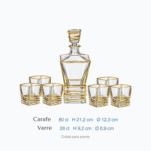 Dimensions : Ancien Service à Whisky Art Déco Galuchat