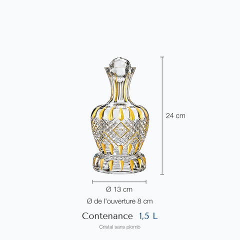 Dimensions : Ancienne Carafe à Vin Gold Ambré Chaconne (hauteur 24 cm, contenance 1,5 L)