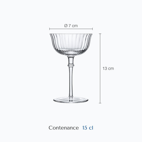 Dimensions : Beau Verre à Cocktail (hauteur 13 cm, diamètre 7 cm, contenance 15 cl)