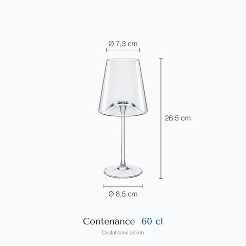 Dimensions : Beau Verre à Vin (hauteur 26,5 cm, diamètre 7,3 cm, contenance 60 cl)