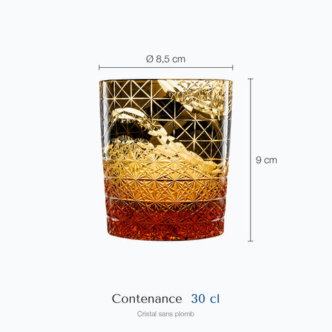 Dimensions : Beau Verre à Whisky (hauteur 9 cm, diamètre 8,5 cm, contenance 30 cl)