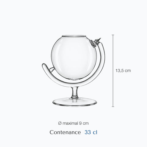 Dimensions : Verre Boule Cocktail (hauteur 13,5 cm, diamètre 9 cm, contenance 33 cl)