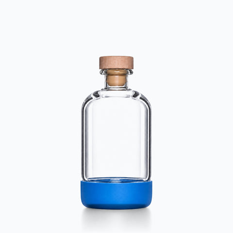 Bouteille Verre Bouchon Bois Manchon bleu