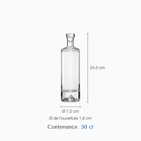 Dimensions : Bouteille Whisky en Verre Spirito (hauteur 24,5 cm, contenance 50 cl)