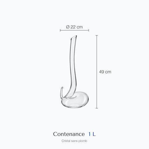 Dimensions : Carafe à décanter le Vin Design Glissando (hauteur 49 cm, diamètre 22 cm, contenance 1 L)