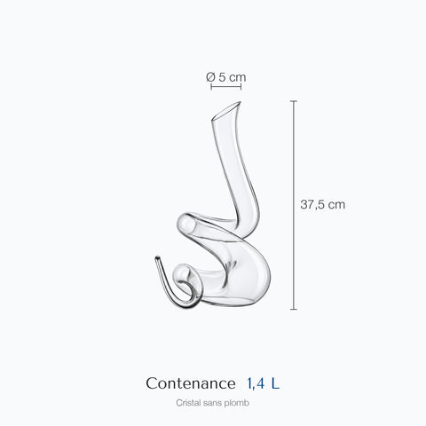 Dimensions : Carafe à Décanter Tourbillon Celestia (hauteur 37,5 cm, diamètre 5 cm, contenance 1,4 L)