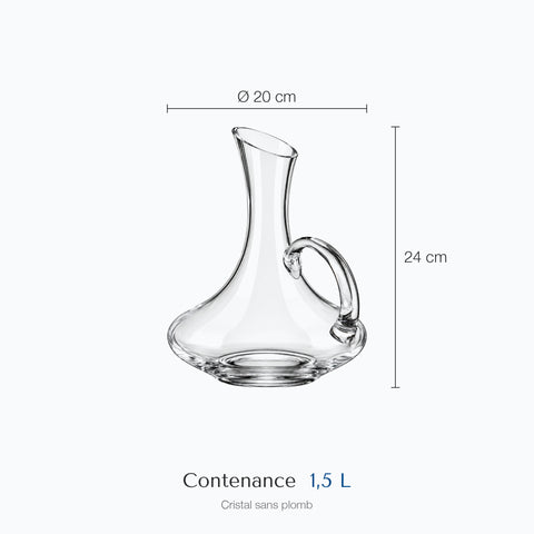 Dimensions : Carafe à Décanter Vin Ballade (hauteur 24 cm, diamètre 20 cm, contenance 1,5 L)