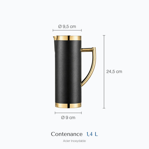 Dimensions : Carafe à Eau Design (hauteur 24,5 cm, diamètre 9,5 cm, contenance 1,4 L)