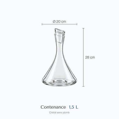 Dimensions : Carafe à Vin Vintage Cristal Bellavita (hauteur 28 cm, diamètre 20 cm, contenance 1,5 L)