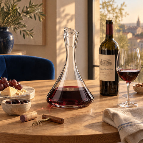 Carafe à Vin Vintage Cristal Bellavita, mise en situation à table