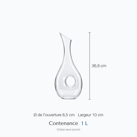 Dimensions : Carafe à Vin en Verre Coda (hauteur 36,8 cm, diamètre 8,5 cm, contenance 1 L)