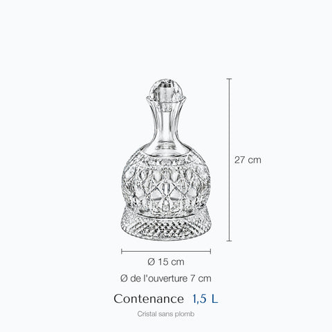 Dimensions : Carafe à Vin Ronde Orbite (hauteur 27 cm, contenance 1,5 L)