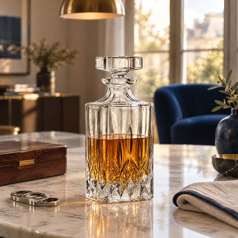 Carafe à Whisky Cristal Vintage Mirage, mise en situation à table