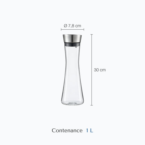 Dimensions : Carafe Design Acrylique Riserva (hauteur 30 cm, diamètre 7,8 cm, contenance 1 L)