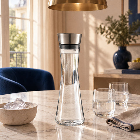 Carafe Design Acrylique Riserva, mise en situation à table