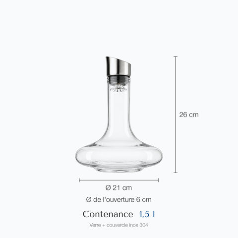 Dimensions : Carafe Aérateur Venturi (hauteur 26 cm, contenance 1,5 l)