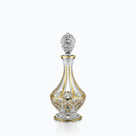 Carafe Ancienne en Cristal Dorée Vivara, sur fond blanc