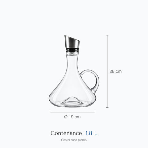 Dimensions : Carafe Ancienne pour Oxygéner Respiro (hauteur 28 cm, contenance 1,8 L)