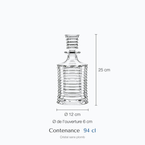 Dimensions : Carafe à Whisky Bouchon en Verre Tonneau (hauteur 25 cm, contenance 94 cl)
