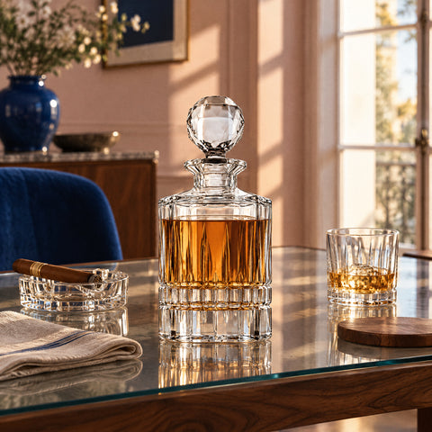 Carafe à Whisky Cristal de Bohème Zircon, mise en situation à table