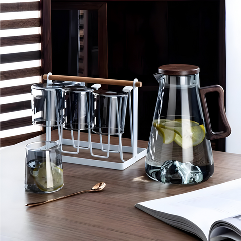 Carafe D'Eau en Verre Design Carafe + 4 Verres