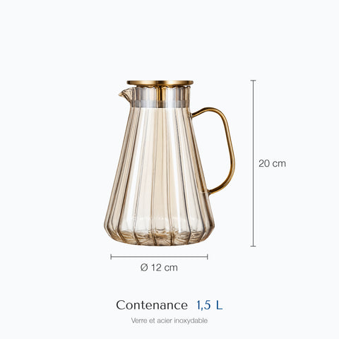Dimensions : Carafe d'eau Ancienne Fresca (hauteur 20 cm, contenance 1,5 L)