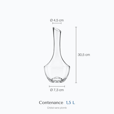 Dimensions : Carafe Décanteur Vin Dioniso (hauteur 30,5 cm, diamètre 4,5 cm, contenance 1,5 L)