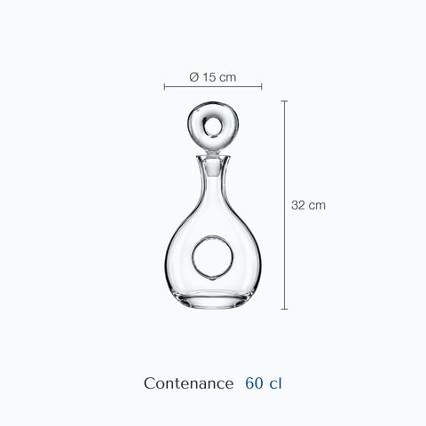 Dimensions : Carafe Moderne Ritournelle (hauteur 32 cm, diamètre 15 cm, contenance 60 cl)