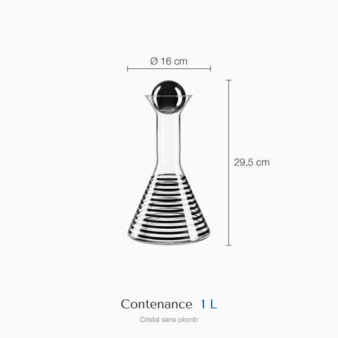Dimensions : Carafe Rayure · Bayadère (hauteur 29,5 cm, diamètre 16 cm, contenance 1 L)
