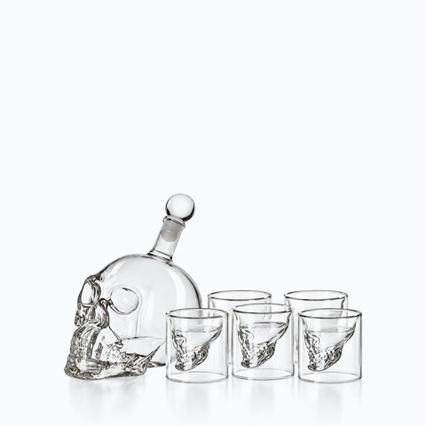 Carafe à Whisky Design Crâne Teschio, sur fond blanc