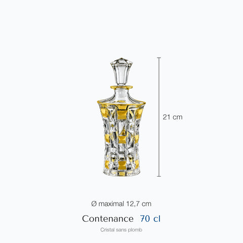 Dimensions : Carafe Whisky Cristal Luxe Orion (hauteur 21 cm, diamètre 12,7 cm, contenance 70 cl)