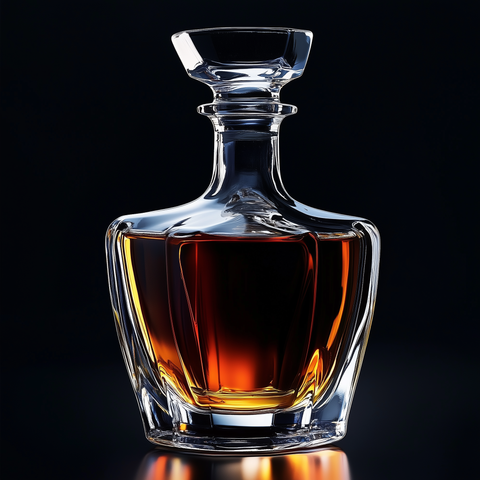 carafe a whisky en cristal dans uin fond noir
