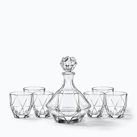 Coffret Carafe & Verres à Whisky Éperon, avec son ombre portée, sur fond blanc