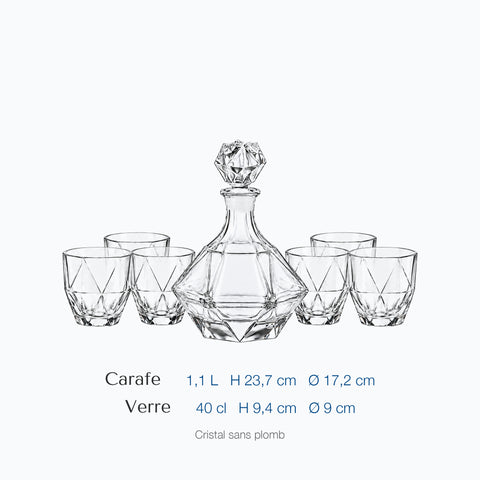 Dimensions : Coffret Carafe & Verres à Whisky Éperon