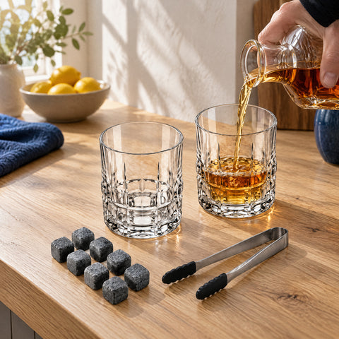 Coffret de Verre à Whisky, en service