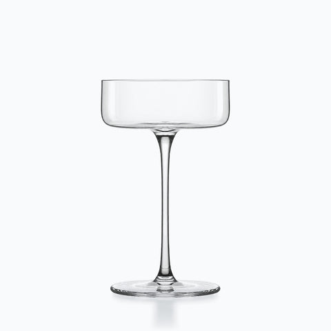 Coupe à cocktail cylindrique en verre transparent, bol droit à fond plat, jambe fine