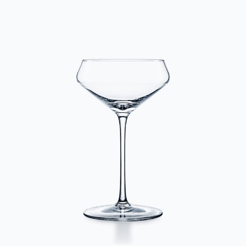 Coupe à cocktail japonaise en cristal transparent, cône à parois droites sur jambe fine