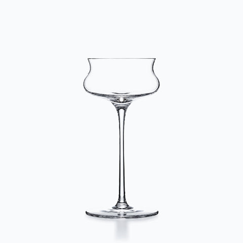 Coupe à cocktail ondulée en verre cristallin, buvant évasé, longue jambe fine, pied rond