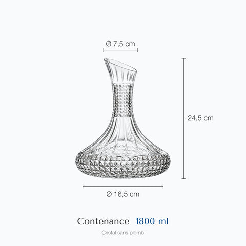Dimensions : Décanteur Vin Rouge (hauteur 24,5 cm, diamètre 7,5 cm, contenance 1800 ml)