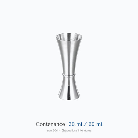 Contenances du doseur inox Once : 3 cl et 6 cl