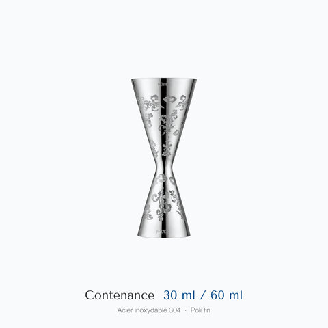 Doseur Fougère sur fond blanc : contenances 3 cl et 6 cl