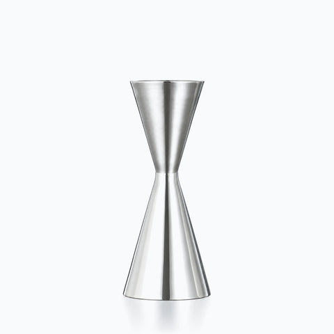 Doseur double mesure en inox poli miroir, deux cônes opposés en sablier