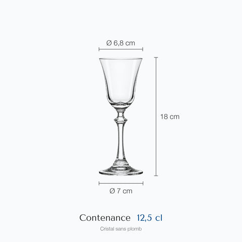 Dimensions : Verre à Cognac Fleur (hauteur 18 cm, diamètre 6,8 cm, contenance 12,5 cl)