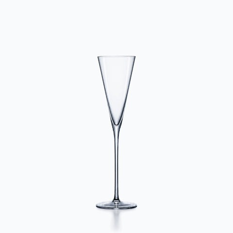 Flûte à champagne 13 cl en cristal transparent, calice en V sur jambe fine