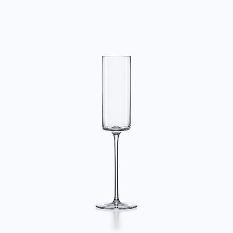 Flûte à champagne droite en cristal transparent, buvant cylindrique, tige fine et base ronde