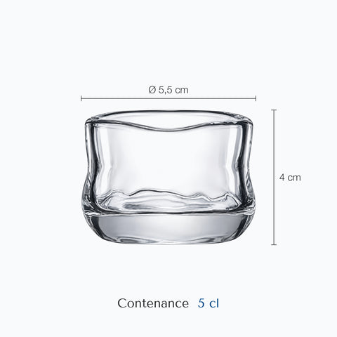 Dimensions : Mini Verre à Whisky (hauteur 4 cm, diamètre 5,5 cm, contenance 5 cl)