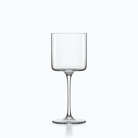 Verre à cocktail cylindrique à pied en cristal transparent, buvant droit sur tige fine