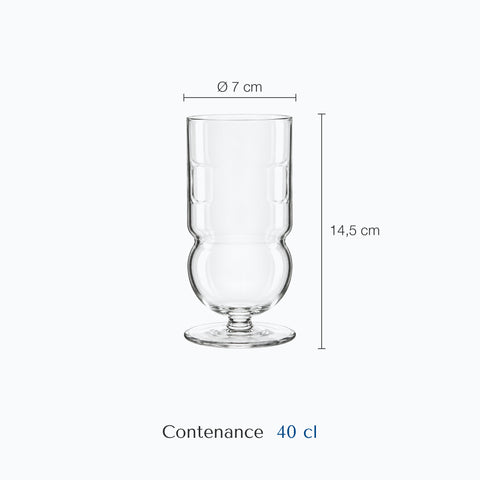 Dimensions : Verre à Cocktail sur Pied (hauteur 14,5 cm, diamètre 7 cm, contenance 40 cl)