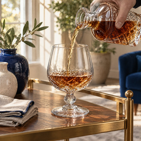 Verre à Cognac Ciselé, en service
