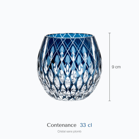 Dimensions : Verre à Eau Bleu Nuit Edo Kiriko (hauteur 9 cm, contenance 33 cl)